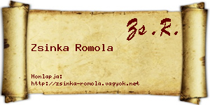 Zsinka Romola névjegykártya